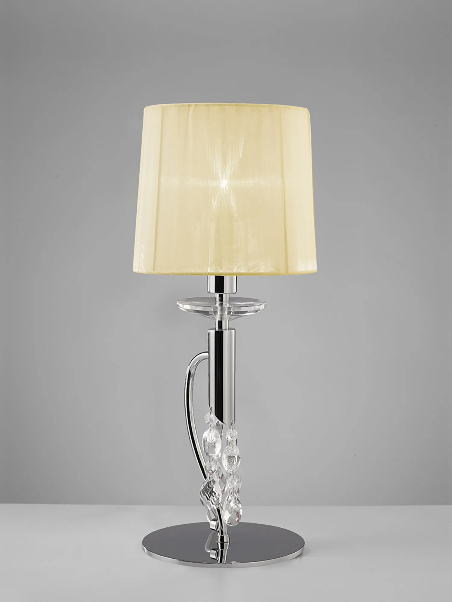 Tiffany Polished Chrome-Cream Crystal Table Lamps Mantra Shaded Table Lamps